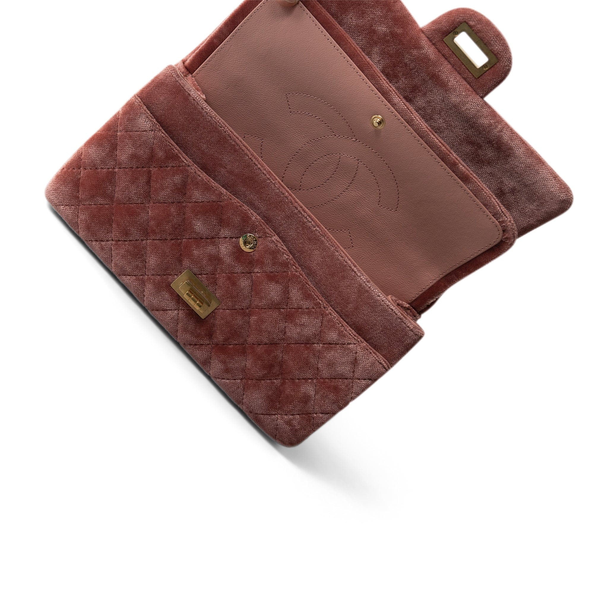 CHANEL Pink Pink/Rose Velvet Quilted Reissue 2.55 Flap 225 Aged Gold Hardware - Redeluxe