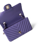 CHANEL Purple 20S Light Purple Lambskin Chevron Mini Rectangular Flap Light Gold Hardware - Redeluxe