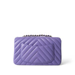 CHANEL Purple 20S Light Purple Lambskin Chevron Mini Rectangular Flap Light Gold Hardware - Redeluxe