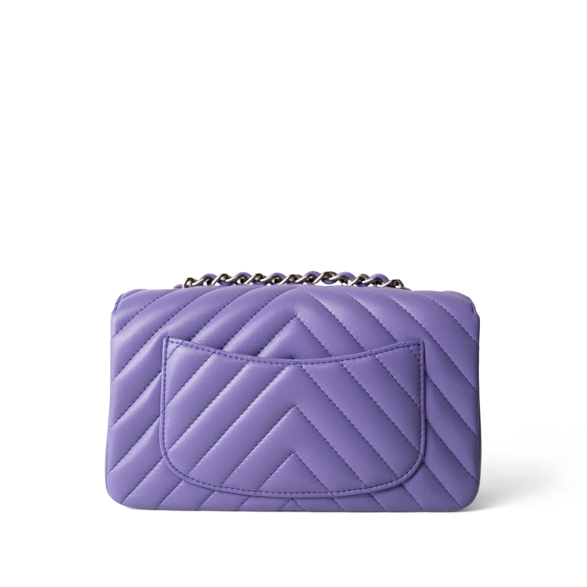 CHANEL Purple 20S Light Purple Lambskin Chevron Mini Rectangular Flap Light Gold Hardware - Redeluxe