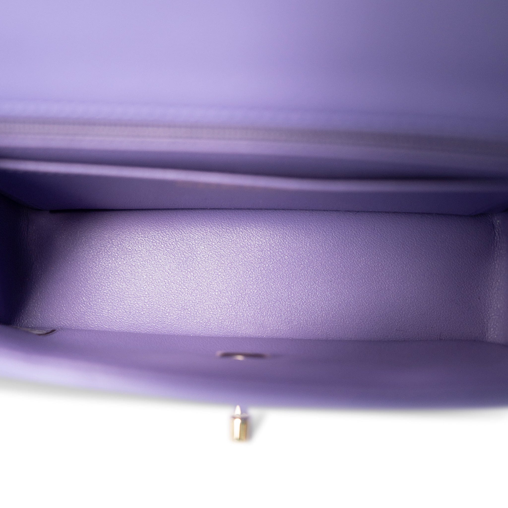 CHANEL Purple 20S Light Purple Lambskin Chevron Mini Rectangular Flap Light Gold Hardware - Redeluxe