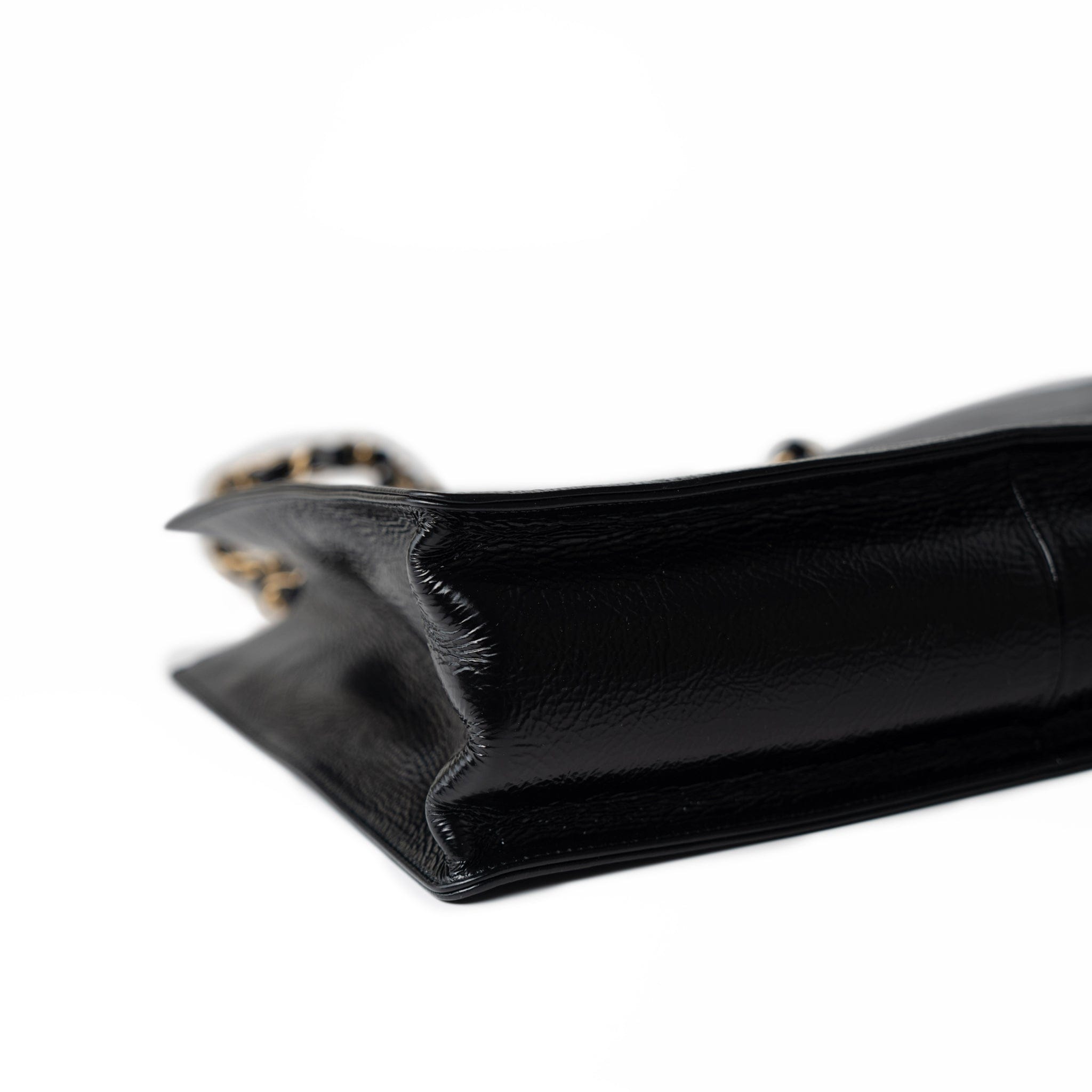 CHANEL Tote 20A Large Black Leather Shopping Tote Antique Gold Hardware - Redeluxe