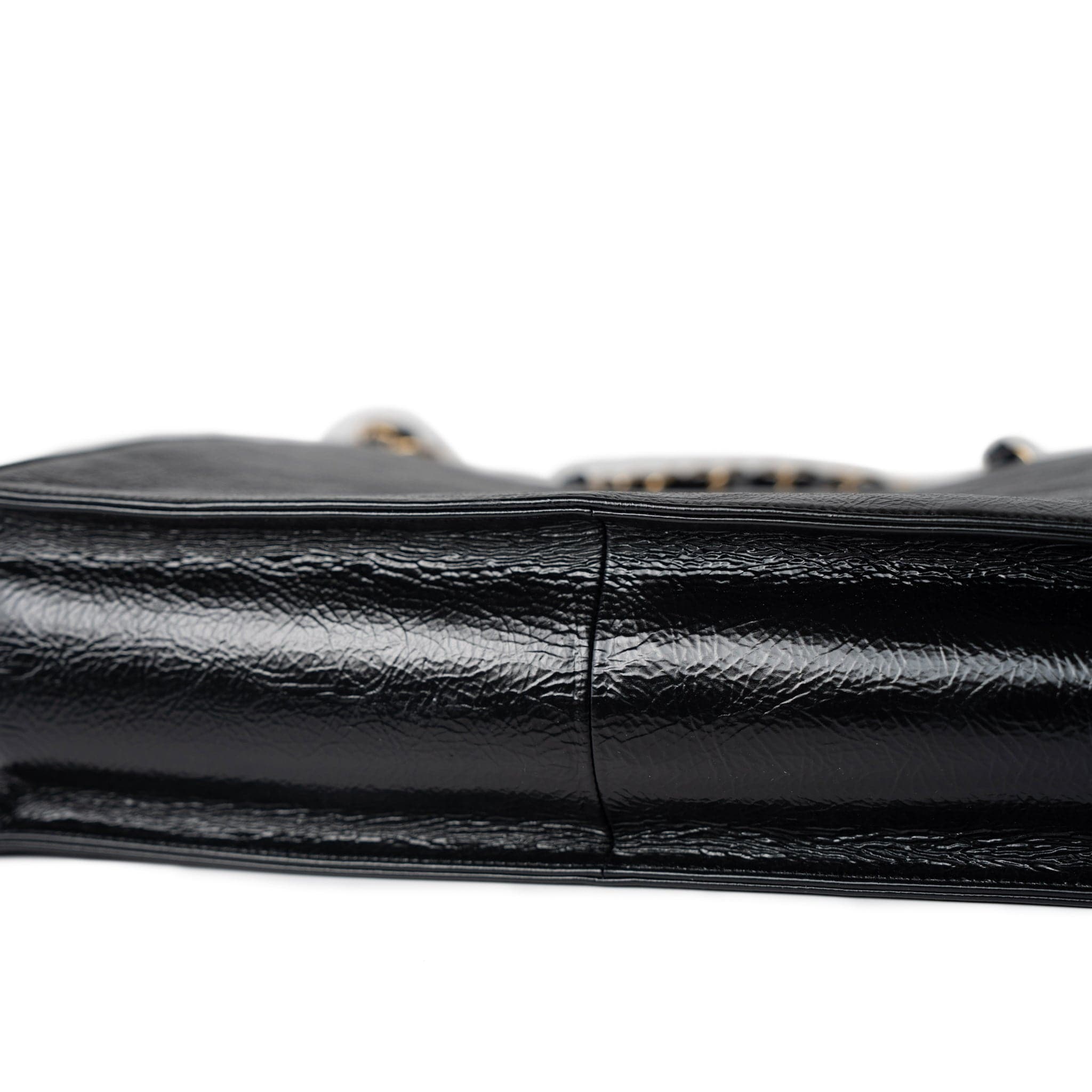 CHANEL Tote 20A Large Black Leather Shopping Tote Antique Gold Hardware - Redeluxe