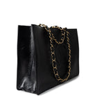 CHANEL Tote 20A Large Black Leather Shopping Tote Antique Gold Hardware - Redeluxe