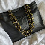 CHANEL Tote Chanel Black Vintage Lambskin Shopping Bag Tote 24K GHW - Redeluxe