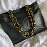 CHANEL Tote Chanel Black Vintage Lambskin Shopping Bag Tote 24K GHW - Redeluxe