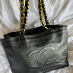 CHANEL Tote Chanel Black Vintage Lambskin Shopping Bag Tote 24K GHW - Redeluxe