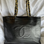 CHANEL Tote Chanel Black Vintage Lambskin Shopping Bag Tote 24K GHW - Redeluxe