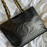 CHANEL Tote Chanel Black Vintage Lambskin Shopping Bag Tote 24K GHW - Redeluxe