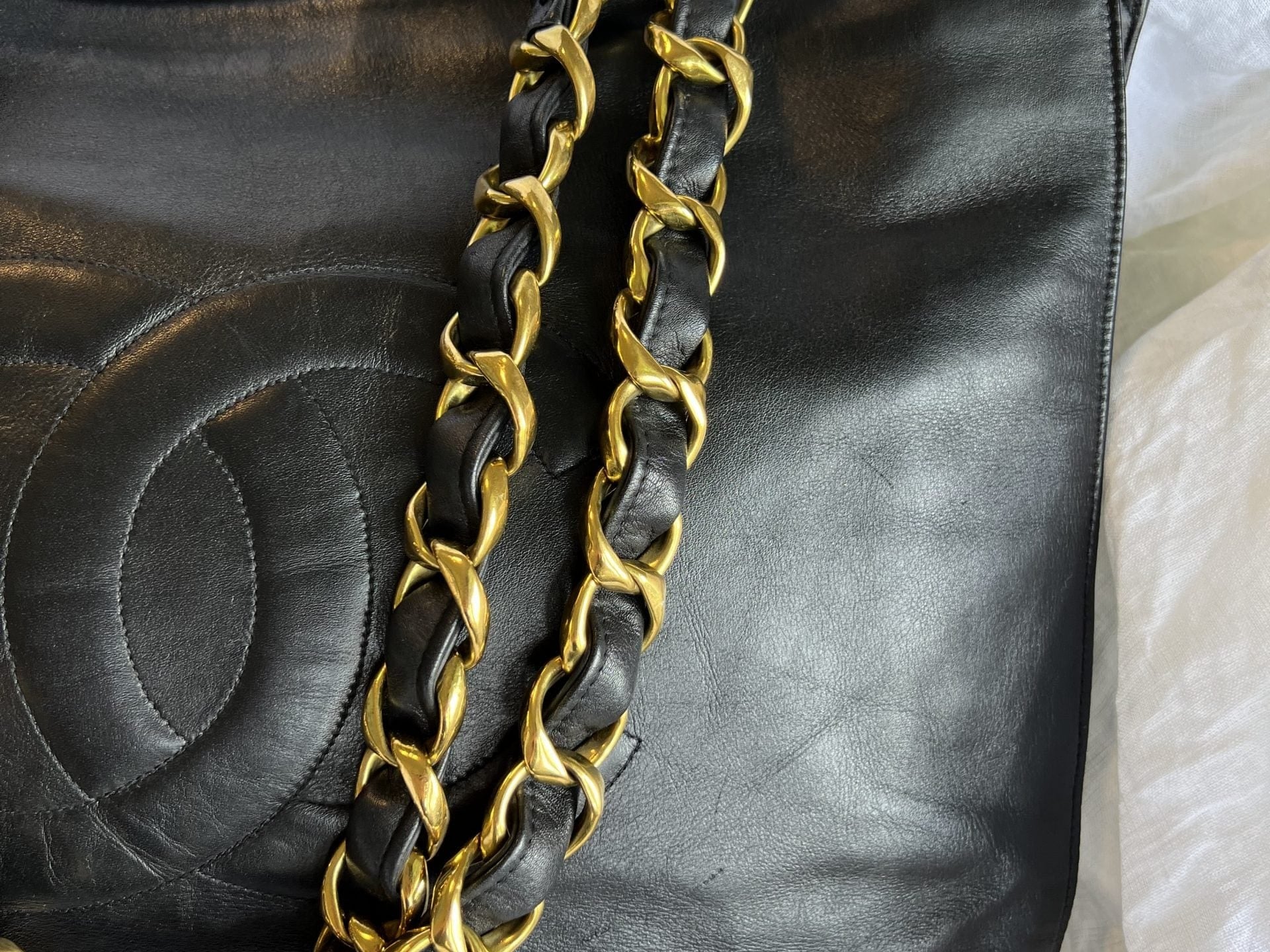 CHANEL Tote Chanel Black Vintage Lambskin Shopping Bag Tote 24K GHW - Redeluxe