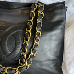 CHANEL Tote Chanel Black Vintage Lambskin Shopping Bag Tote 24K GHW - Redeluxe