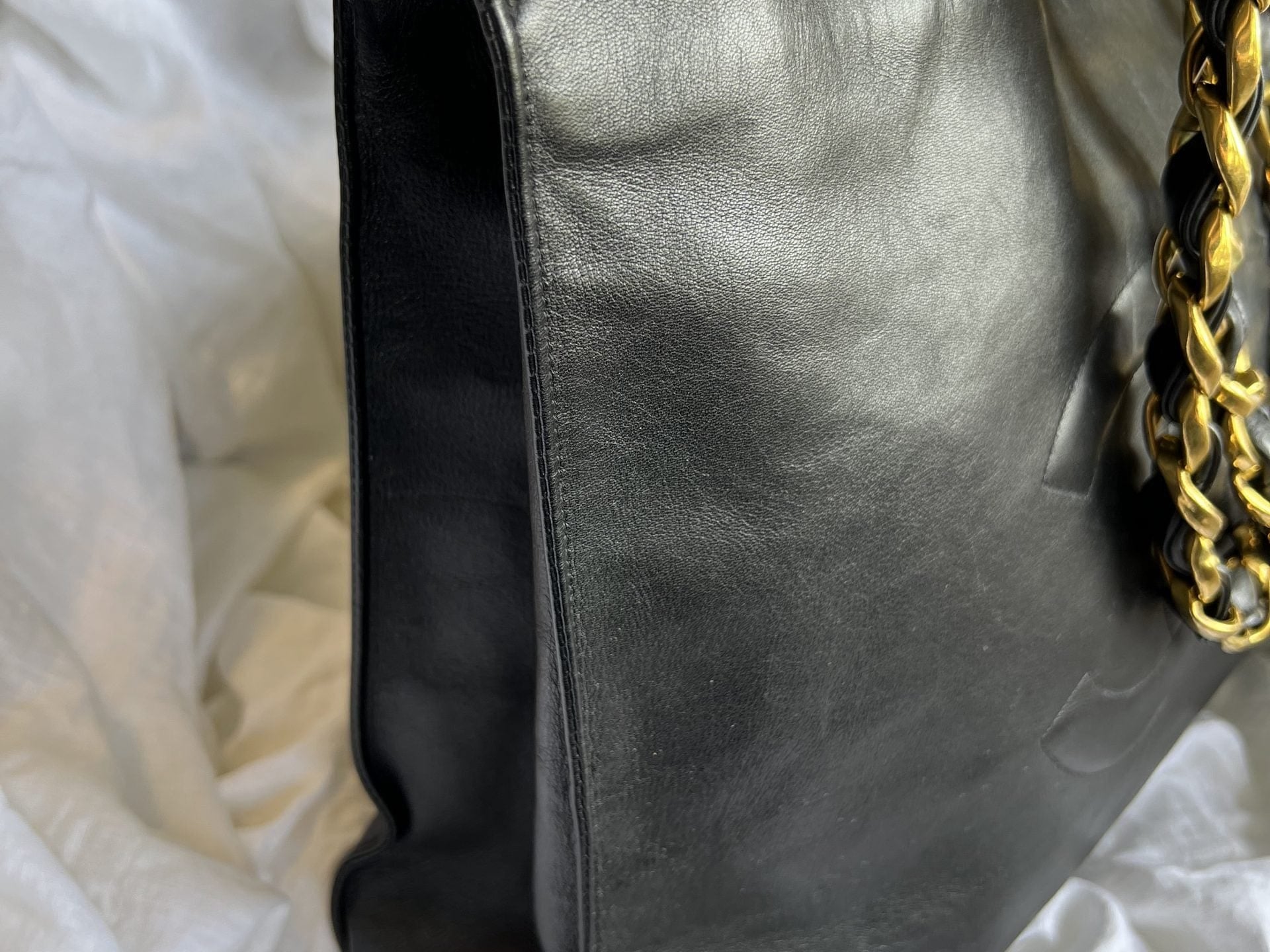 CHANEL Tote Chanel Black Vintage Lambskin Shopping Bag Tote 24K GHW - Redeluxe