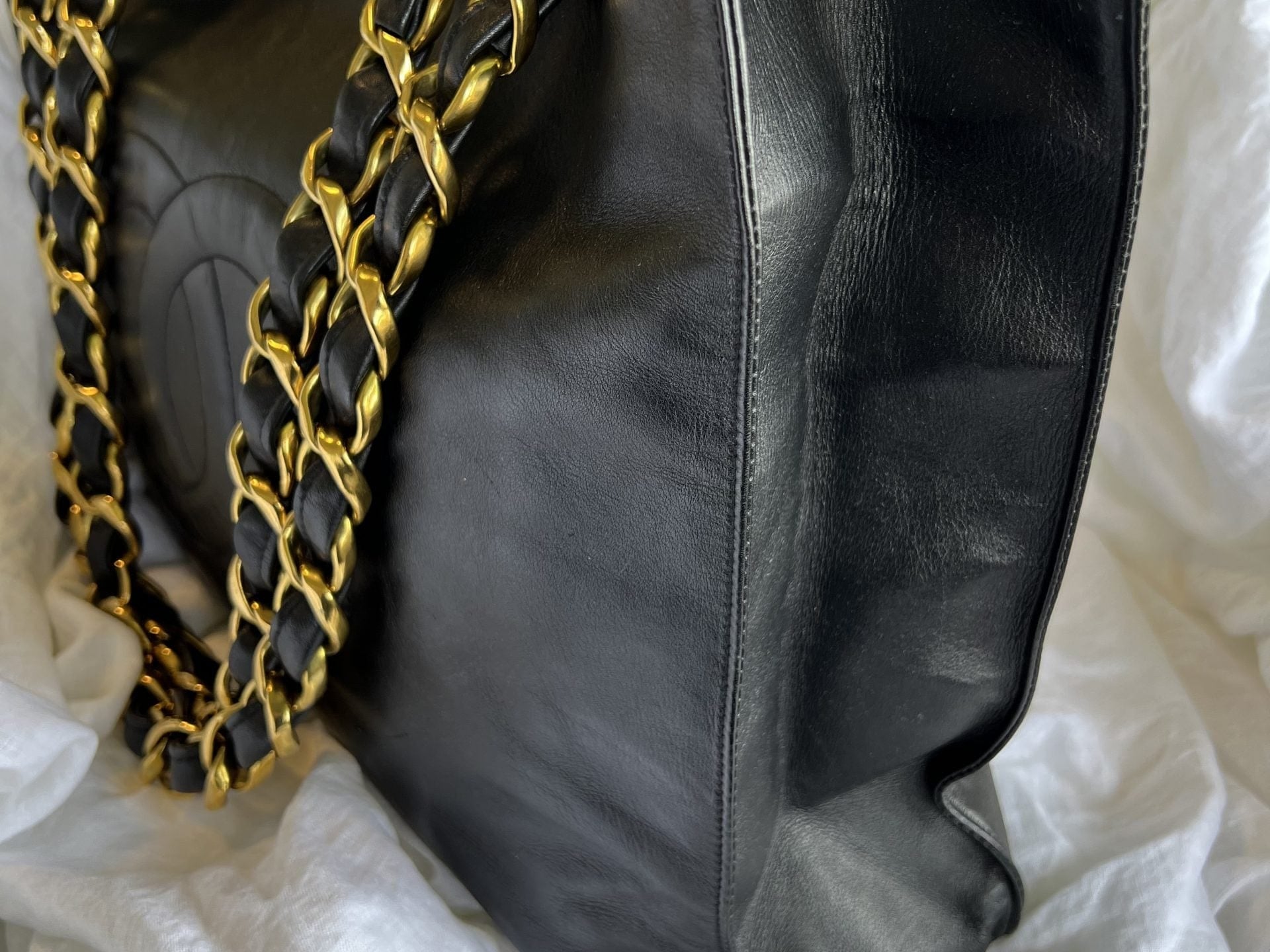 CHANEL Tote Chanel Black Vintage Lambskin Shopping Bag Tote 24K GHW - Redeluxe