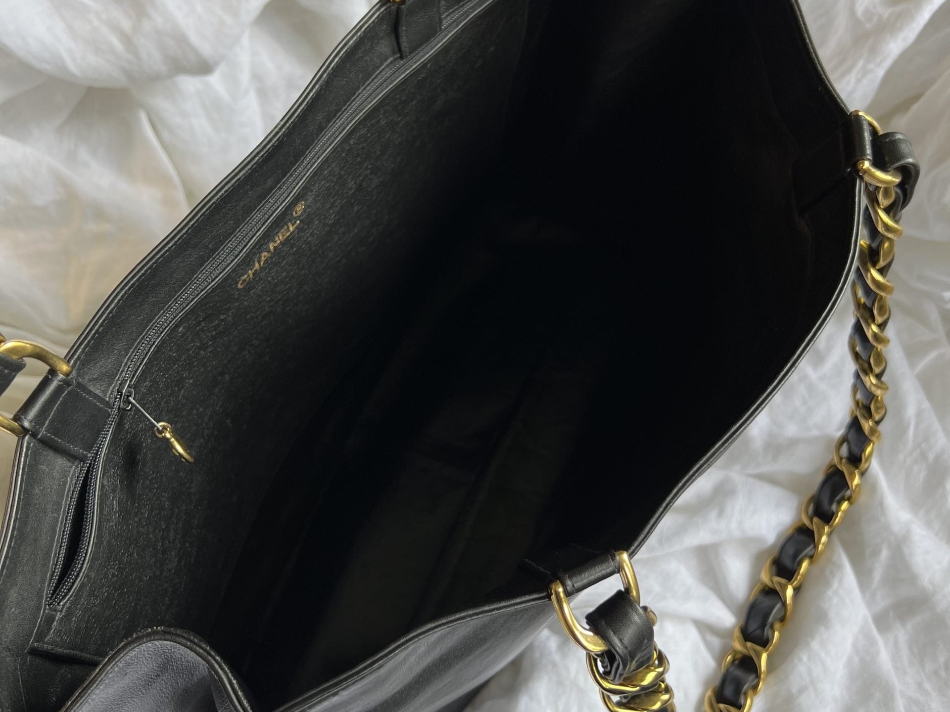 CHANEL Tote Chanel Black Vintage Lambskin Shopping Bag Tote 24K GHW - Redeluxe