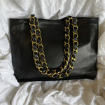 CHANEL Tote Chanel Black Vintage Lambskin Shopping Bag Tote 24K GHW - Redeluxe