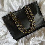 CHANEL Tote Chanel Black Vintage Lambskin Shopping Bag Tote 24K GHW - Redeluxe