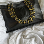 CHANEL Tote Chanel Black Vintage Lambskin Shopping Bag Tote 24K GHW - Redeluxe