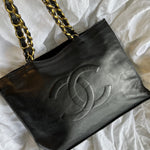 CHANEL Tote Chanel Black Vintage Lambskin Shopping Bag Tote 24K GHW - Redeluxe