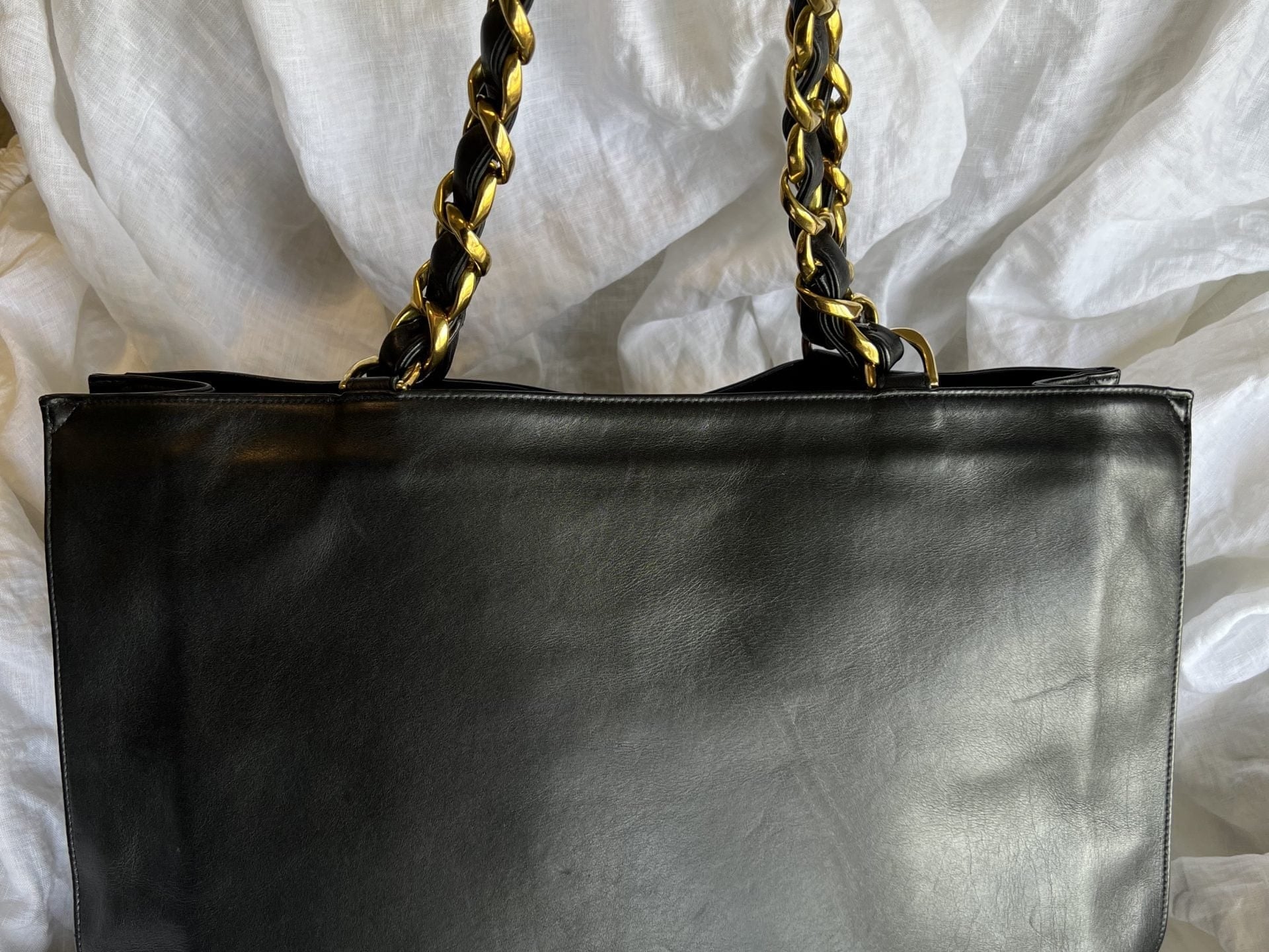 CHANEL Tote Chanel Black Vintage Lambskin Shopping Bag Tote 24K GHW - Redeluxe