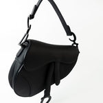 Christian Dior Handbag Black Dior Mini Ultramatte Black Saddle Bag Grained Calfskin Leather - Redeluxe