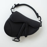 Christian Dior Handbag Black Dior Mini Ultramatte Black Saddle Bag Grained Calfskin Leather - Redeluxe