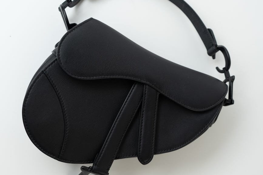 Christian Dior Handbag Black Dior Mini Ultramatte Black Saddle Bag Grained Calfskin Leather - Redeluxe