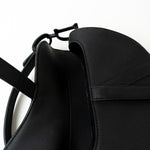 Christian Dior Handbag Black Dior Mini Ultramatte Black Saddle Bag Grained Calfskin Leather - Redeluxe