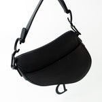 Christian Dior Handbag Black Dior Mini Ultramatte Black Saddle Bag Grained Calfskin Leather - Redeluxe