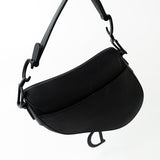 Christian Dior Handbag Black Dior Mini Ultramatte Black Saddle Bag Grained Calfskin Leather - Redeluxe