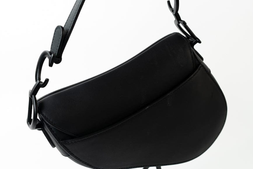 Christian Dior Handbag Black Dior Mini Ultramatte Black Saddle Bag Grained Calfskin Leather - Redeluxe