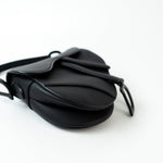 Christian Dior Handbag Black Dior Mini Ultramatte Black Saddle Bag Grained Calfskin Leather - Redeluxe