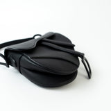 Christian Dior Handbag Black Dior Mini Ultramatte Black Saddle Bag Grained Calfskin Leather - Redeluxe