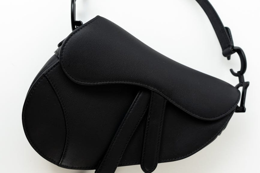 Christian Dior Handbag Black Dior Mini Ultramatte Black Saddle Bag Grained Calfskin Leather - Redeluxe