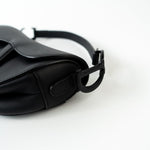Christian Dior Handbag Black Dior Mini Ultramatte Black Saddle Bag Grained Calfskin Leather - Redeluxe