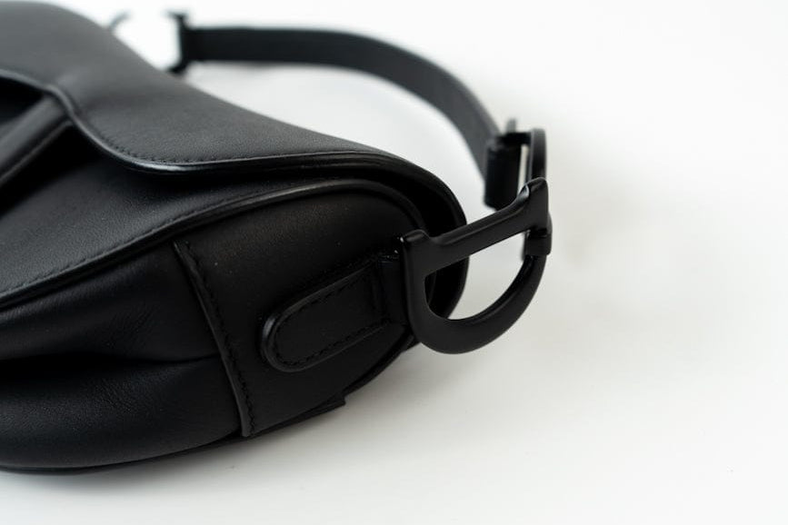 Christian Dior Handbag Black Dior Mini Ultramatte Black Saddle Bag Grained Calfskin Leather - Redeluxe