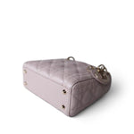 Christian Dior Handbag Lilac Mini Lady Dior Lotus Cannage Pale Lilac Pink Pearlescent Lambskin - Redeluxe