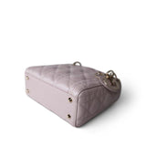 Christian Dior Handbag Lilac Mini Lady Dior Lotus Cannage Pale Lilac Pink Pearlescent Lambskin - Redeluxe