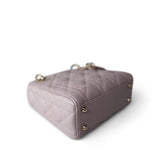 Christian Dior Handbag Lilac Mini Lady Dior Lotus Cannage Pale Lilac Pink Pearlescent Lambskin - Redeluxe
