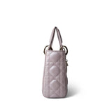 Christian Dior Handbag Lilac Mini Lady Dior Lotus Cannage Pale Lilac Pink Pearlescent Lambskin - Redeluxe