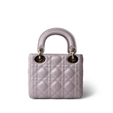 Christian Dior Handbag Lilac Mini Lady Dior Lotus Cannage Pale Lilac Pink Pearlescent Lambskin - Redeluxe