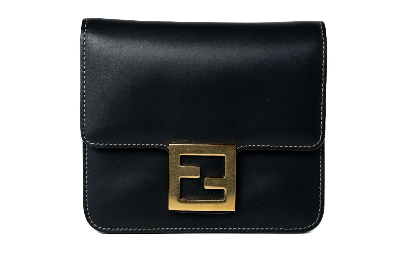 Fendi Handbag Fendi Fab Black Shoulder Bag Gold Hardware - Redeluxe