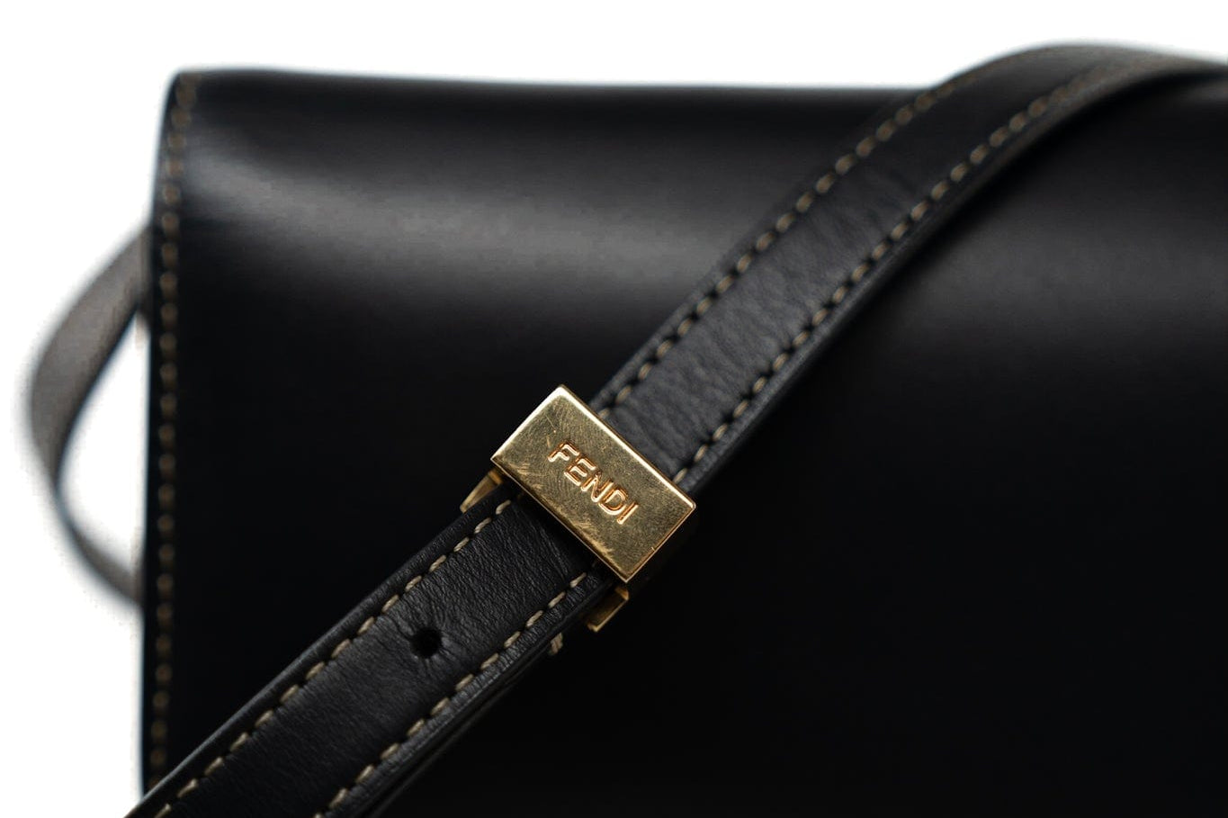 Fendi Handbag Fendi Fab Black Shoulder Bag Gold Hardware - Redeluxe