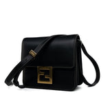Fendi Handbag Fendi Fab Black Shoulder Bag Gold Hardware - Redeluxe