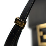 Fendi Handbag Fendi Fab Black Shoulder Bag Gold Hardware - Redeluxe