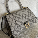 Gucci Handbag Gucci x Balenciaga The Hacker Project Small Hourglass Top Handle Bag Beige /Ebony - Redeluxe