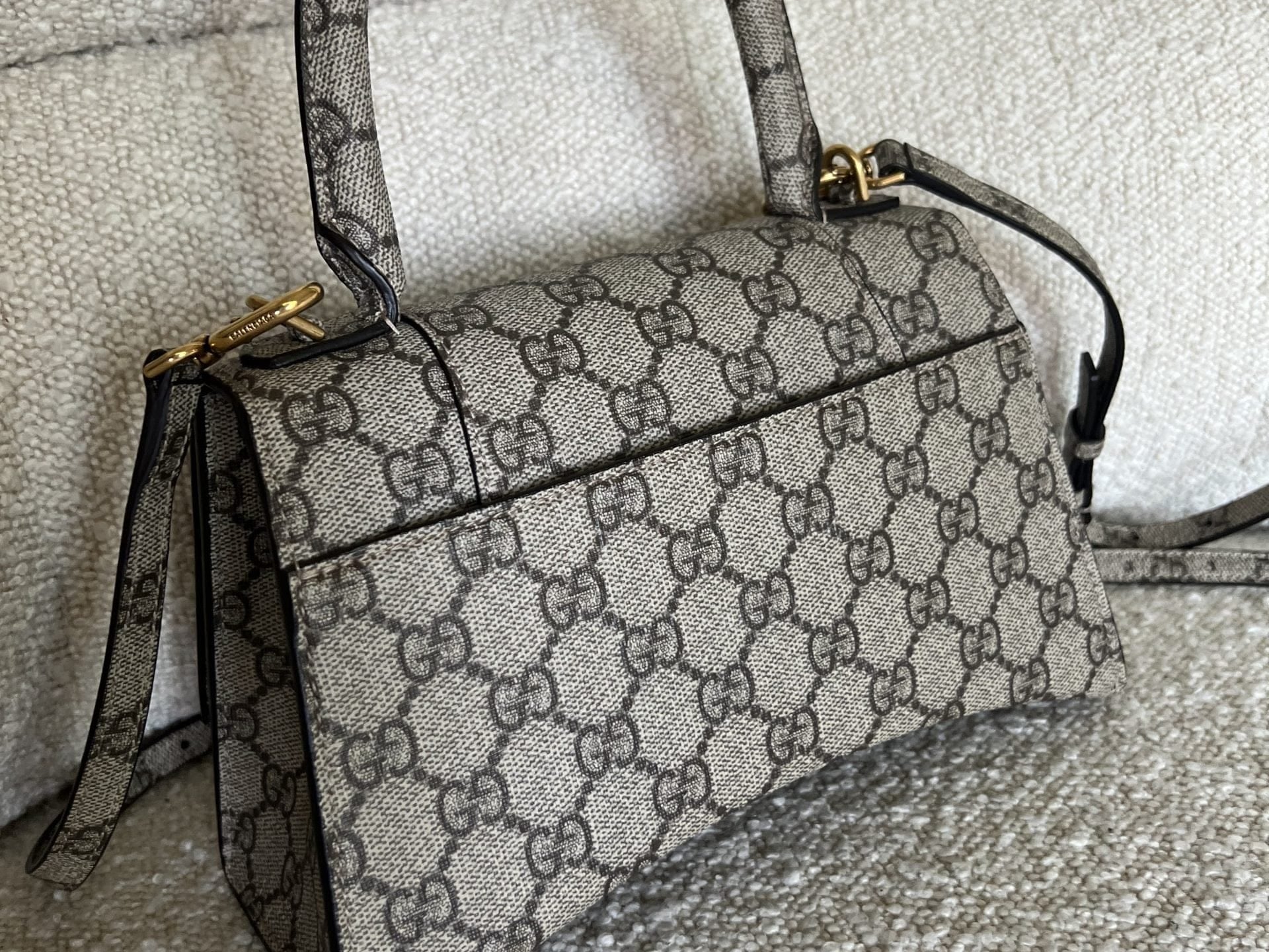 Gucci Handbag Gucci x Balenciaga The Hacker Project Small Hourglass Top Handle Bag Beige /Ebony - Redeluxe