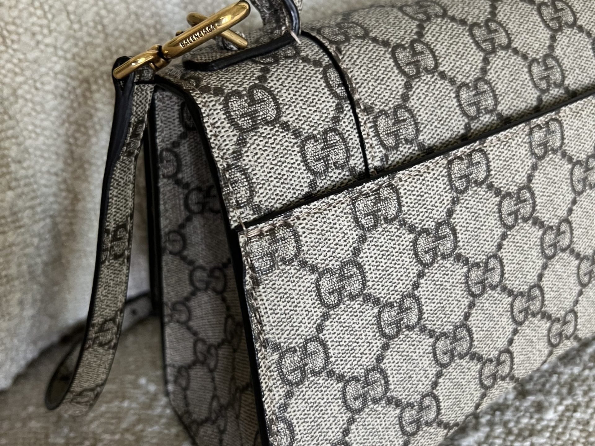 Gucci Handbag Gucci x Balenciaga The Hacker Project Small Hourglass Top Handle Bag Beige /Ebony - Redeluxe