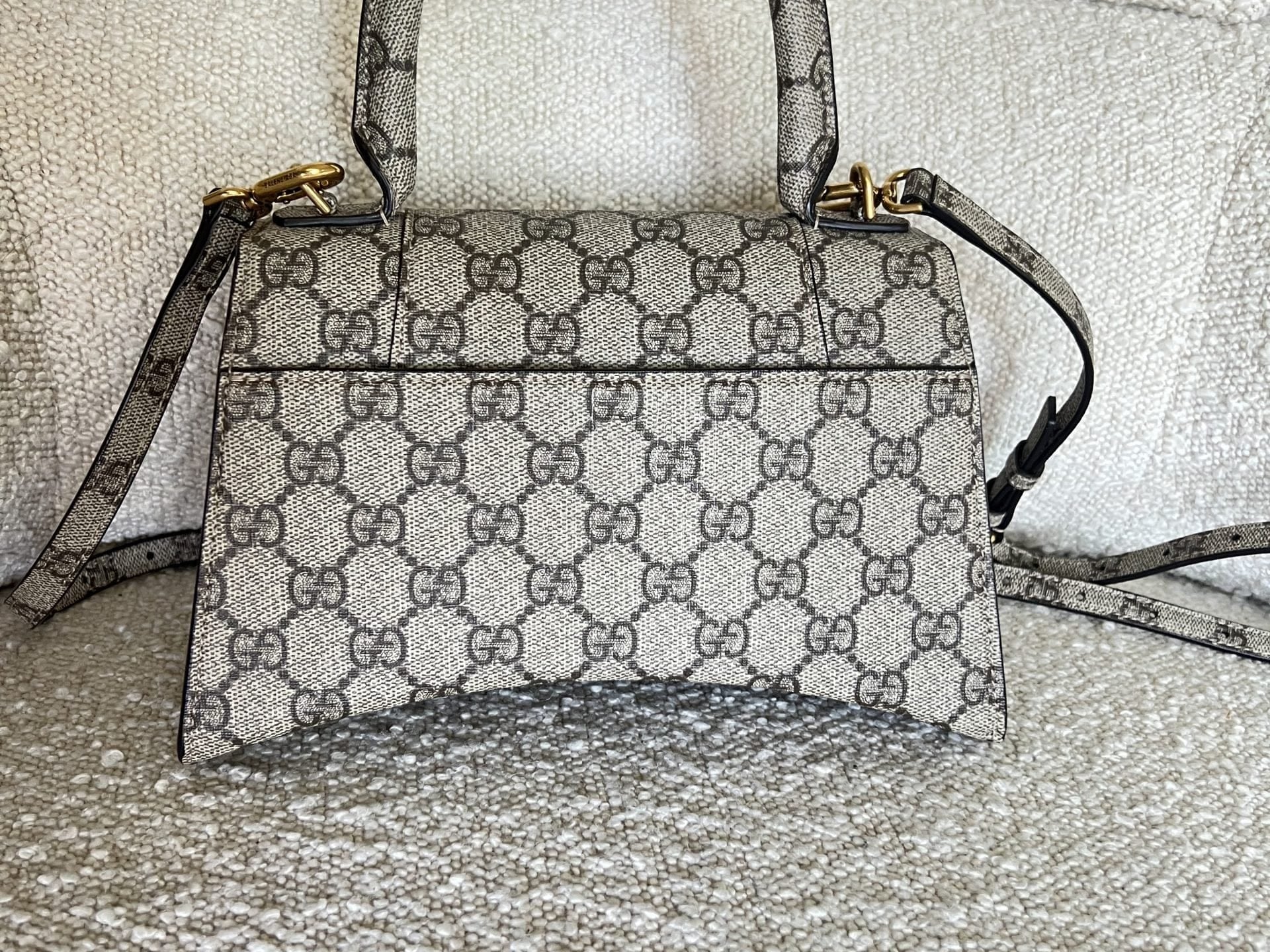 Gucci Handbag Gucci x Balenciaga The Hacker Project Small Hourglass Top Handle Bag Beige /Ebony - Redeluxe