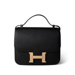Hermes Black Constance 24 Black Epsom Rose Gold Plated C Stamp - Redeluxe
