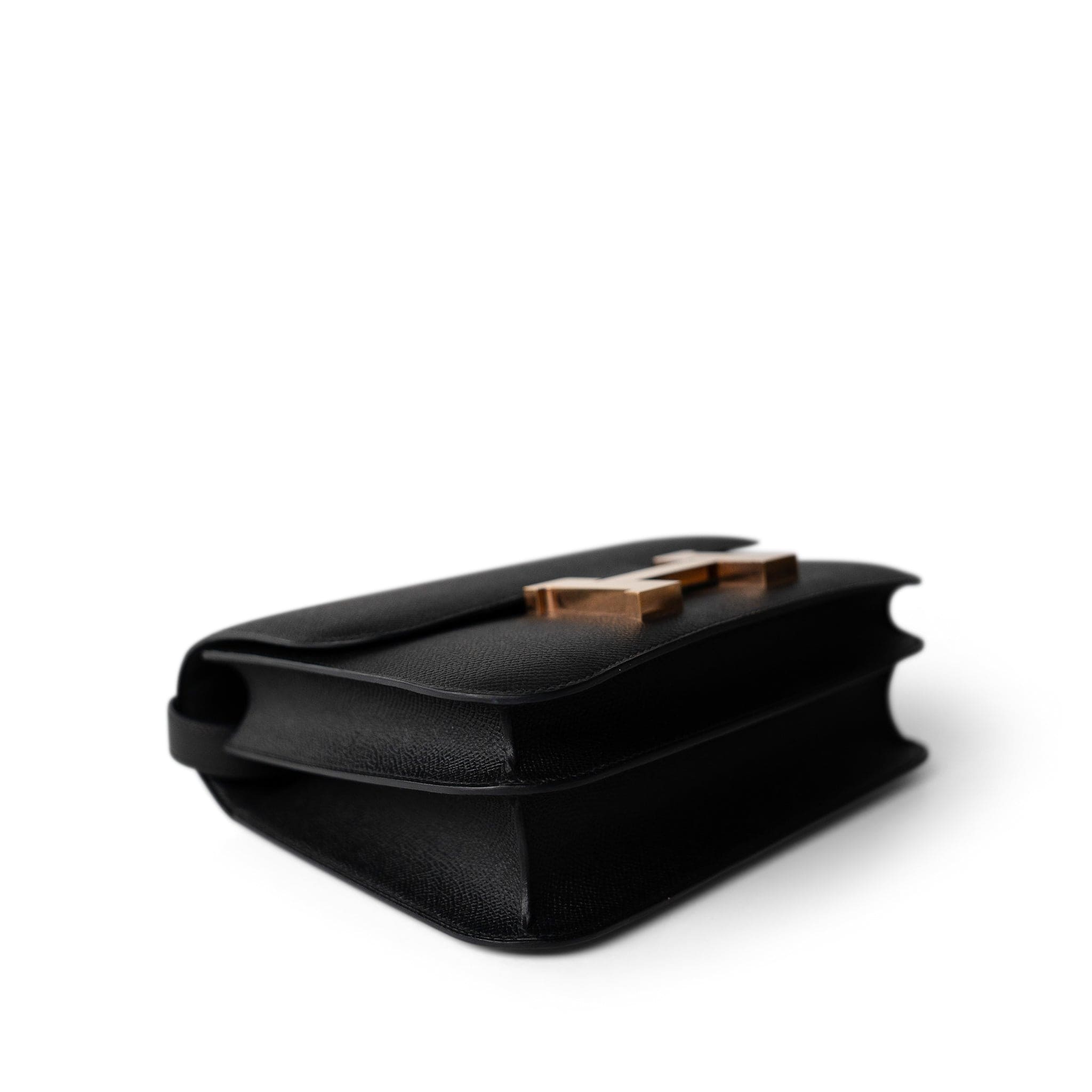 Hermes Black Constance 24 Black Epsom Rose Gold Plated C Stamp - Redeluxe